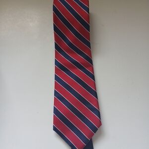 Tommy Hilfiger Red and Blue Striped Silk Tie